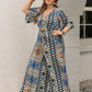 Plus Size Printed Half Sleeve Wide Leg Jumpsuit