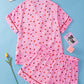 Pink Valentine Heart Shape Print Plus Size Sleepwear