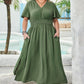 Four Leaf Clover Surplice Neckline Shirred High Waist Plus Size Maxi Dress