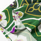 Green Plus Size Mixed Floral Patchwork V Neck Bracelet Sleeve Maxi Dress