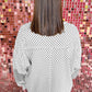 Beige Plus Size Dot Print Striped Patchwork Long Sleeve Henley Top