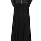 Black Plus Size Lace Bodice High Neck Flowy Pleated Dress