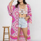 Plus Size Printed Open Front Longline Cardigan