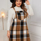 Plus Size Plaid Wide Strap Overall Dress