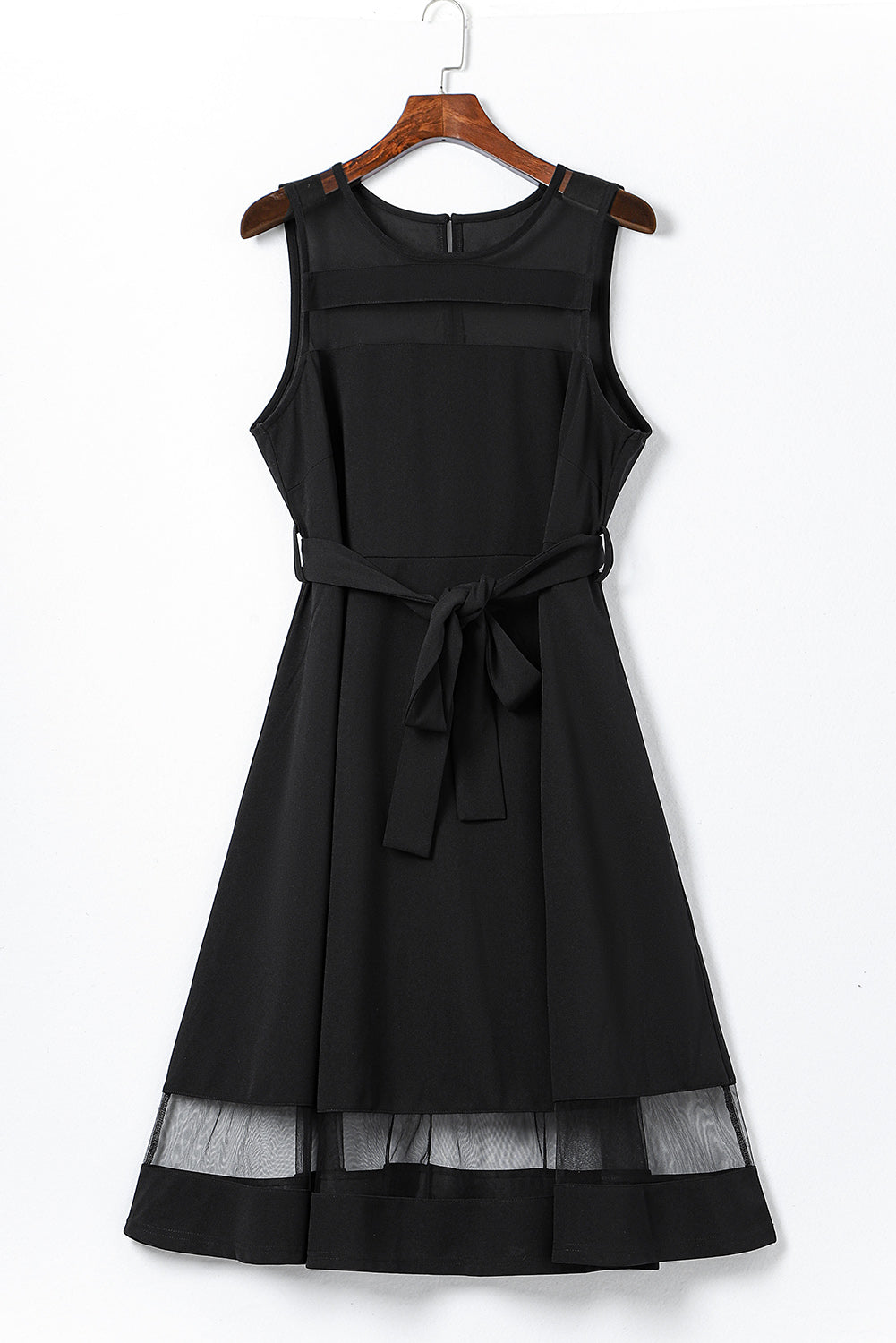 Black Plus Size Mesh Panel Skater Dress