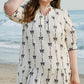 Apricot Bow Printed Puff Sleeve Ruffled Plus Size Mini Dress