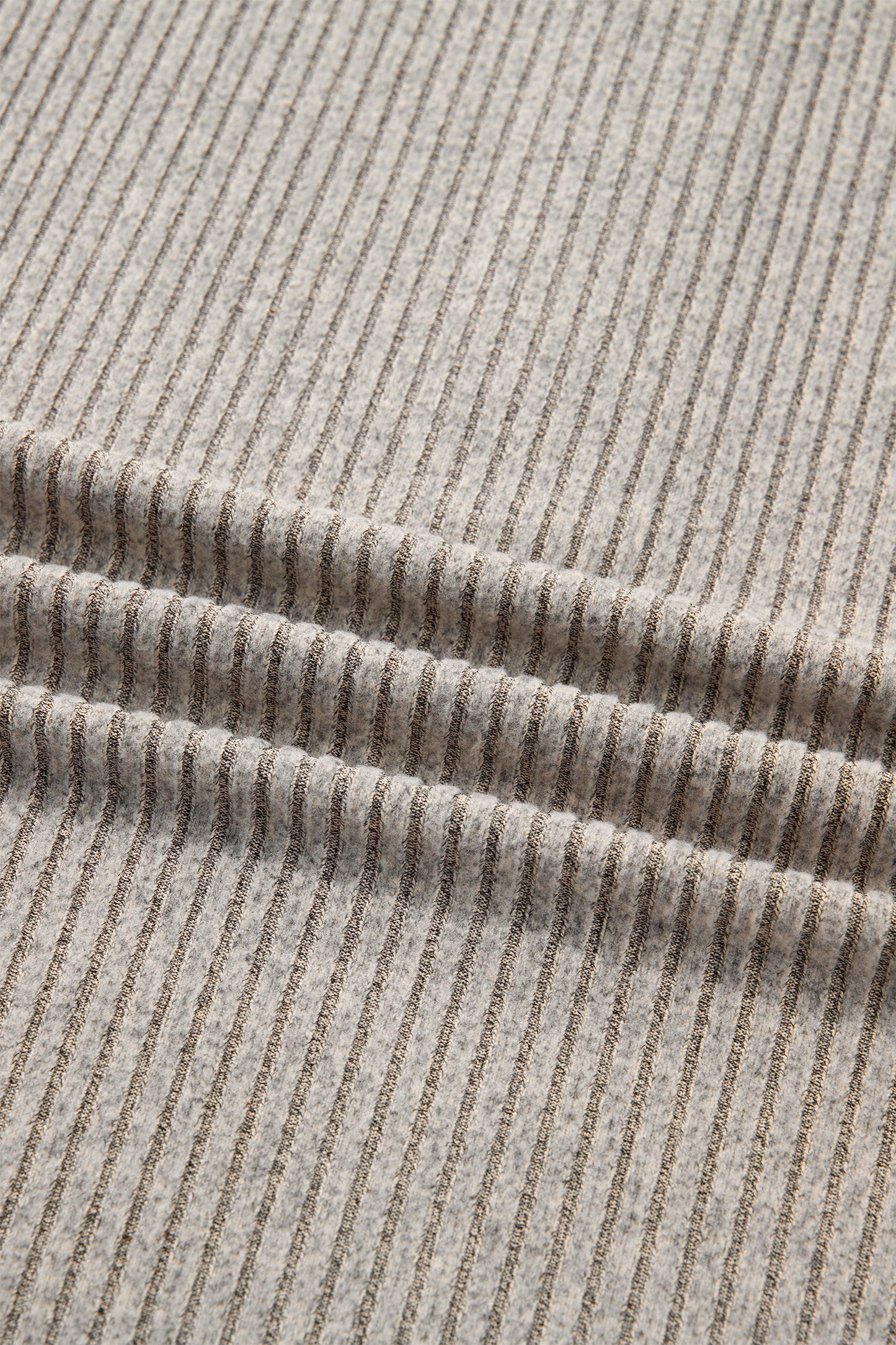 Simply Taupe Plus Size Ribbed Knit Kangaroo Pocket Henley Long Sleeve Top