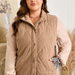 Camel Plus Size Quilted Cord Snap Button Vest Jacket