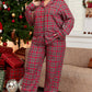 Red Plaid Printed Shirt and Pants Plus Size Lounge Set