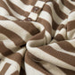 Brown Stripe Quarter Buttons Drop Sleeve Plus Size Hoodie