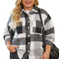 Gray Plus Size Checkered Button-Up Shacket