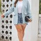 Sky Blue Plus Size Soft Lightweight Pocketed Lapel Blazer