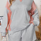 Light Grey Uneven Hem Colorblock Pullover Casual Shorts Plus Size 2pcs Outfit