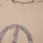 Pale Khaki Floral Peace Sign Graphic Washed Terry Plus Size Sweatshirt