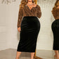 Honey Plus Size Surplice Neck Long Sleeve Slit Dress