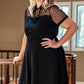 Black Plus Size Collared Mesh Yoke Fit Flare Dress