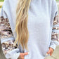 Light Grey Camouflage Patchwork Asymmetric Sleeve Plus Size Hoodie