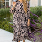 Black Plus Size Floral Printed Puff Sleeve Collared Maxi Dress