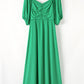 Bright Green Ruched Front Puff Sleeve Plus Size Long Dress