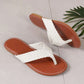 White Braided Strap PU Leather Flip Flop