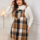 Plus Size Plaid Wide Strap Overall Dress