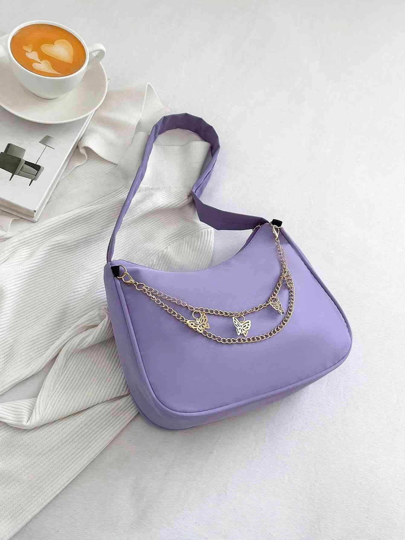 Butterfly Charm Polyester Shoulder Bag