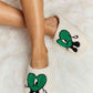 Melody Love Heart Print Plush Slippers