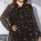 Plus Size Star Print Tie-Neck Peplum Blouse