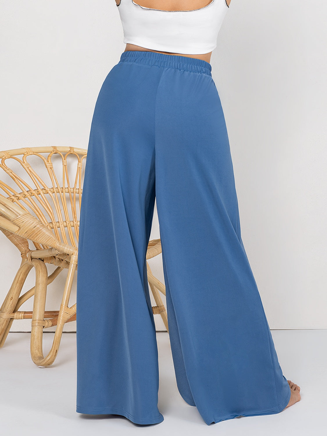 Plus Size Tied Slit Wide Leg Pants