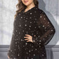 Plus Size Star Print Tie-Neck Peplum Blouse