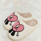 Melody Love Heart Print Plush Slippers