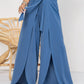 Plus Size Tied Slit Wide Leg Pants