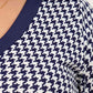 Plus Size Houndstooth V-Neck Long Sleeve Blouse