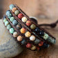 Handmade Triple Layer Beaded Agate Bracelet