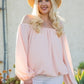 Off Shoulder Long Bubble Sleeve Solid Top