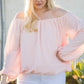 Off Shoulder Long Bubble Sleeve Solid Top