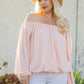 Off Shoulder Long Bubble Sleeve Solid Top