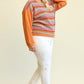 Novelty Knit And Solid Knit Mixed Loose Top With Drop Down Shoulder