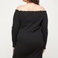 Plus Size, Solid Smocked Off Shoulder Dress