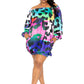 Electric leopard off shoulder bubble mini dress