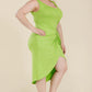 Plus Size Solid Wrap Front Tie Side Midi Dress