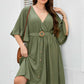 Plus Size Surplice Neck Half Sleeve Dress