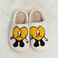 Melody Love Heart Print Plush Slippers