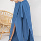 Plus Size Tied Slit Wide Leg Pants