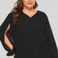 Plus Size Cutout Flounce Sleeve Blouse