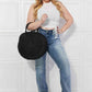 Justin Taylor Beach Date Straw Rattan Handbag in Black