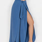 Plus Size Tied Slit Wide Leg Pants