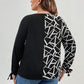 Plus Size Geometric V-Neck Long Sleeve T-Shirt